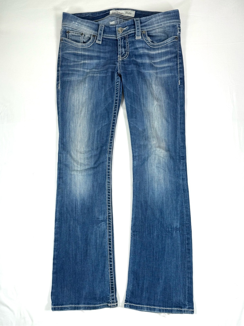 BKE Womens Y2K Low Rise Stella Flare Jeans 29 Long Western Embroidered Rodeo